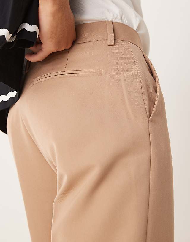 Asos ASOS DESIGN Smart Straight Leg Trousers In Camel