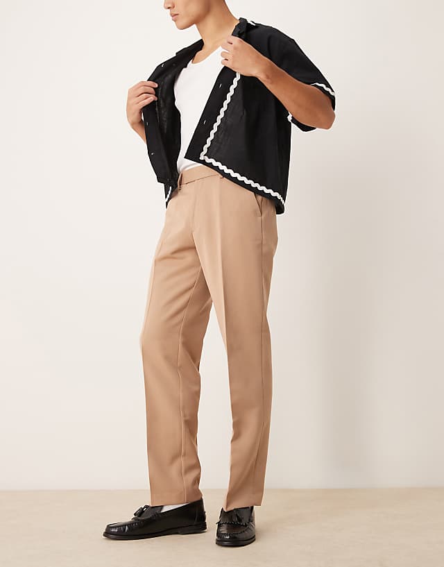 asos ASOS DESIGN smart straight leg trousers in camel