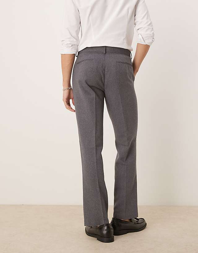 Asos ASOS DESIGN Smart Straight Leg Trousers In Charcoal With Wool Twill