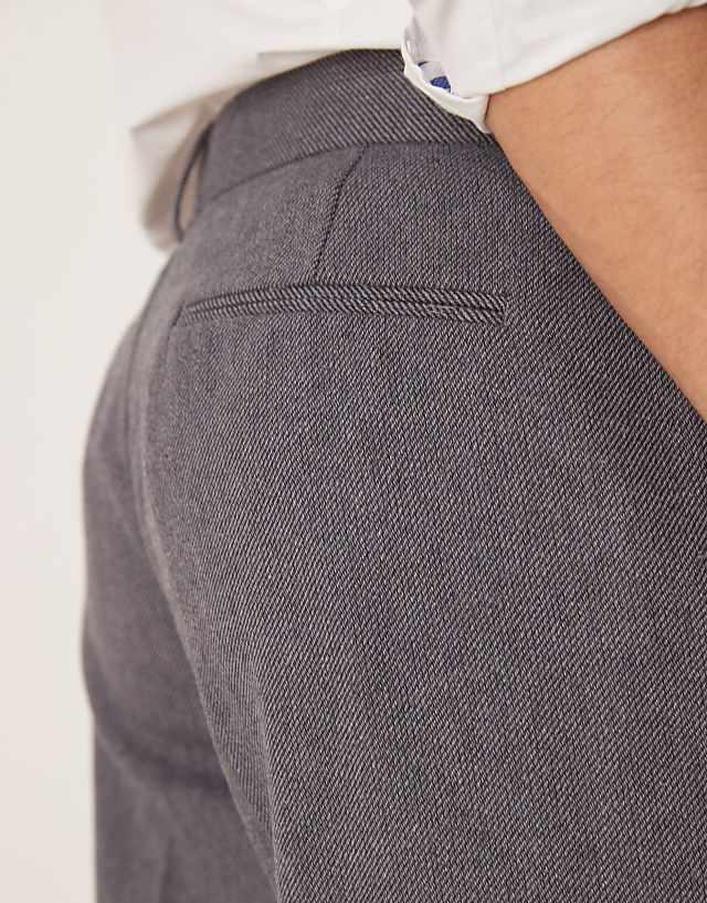 Asos ASOS DESIGN Smart Straight Leg Trousers In Charcoal With Wool Twill