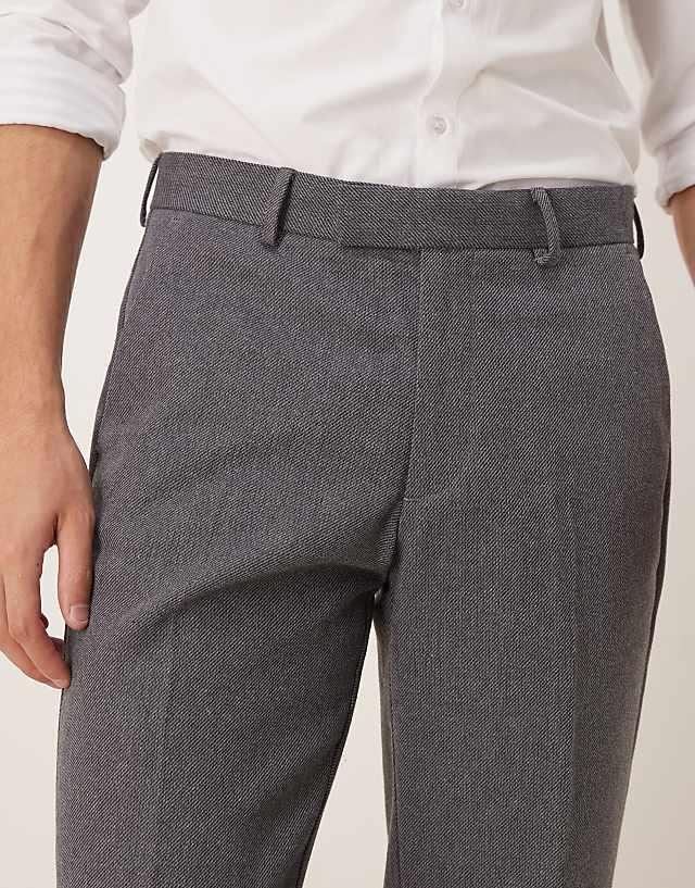 Asos ASOS DESIGN Smart Straight Leg Trousers In Charcoal With Wool Twill