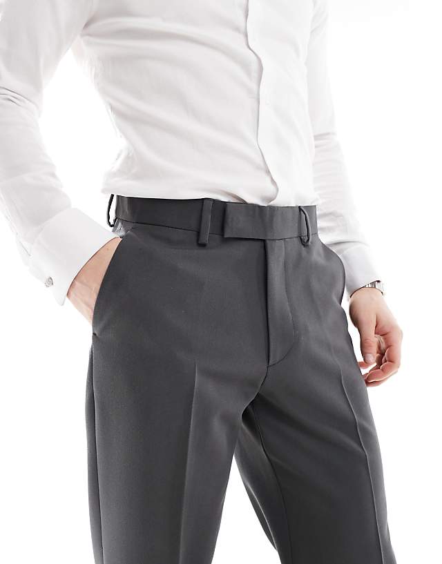 Asos ASOS DESIGN Smart Straight Leg Trousers In Charcoal