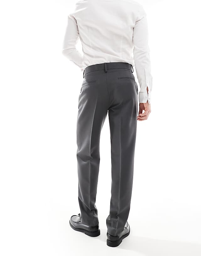 Asos ASOS DESIGN Smart Straight Leg Trousers In Charcoal