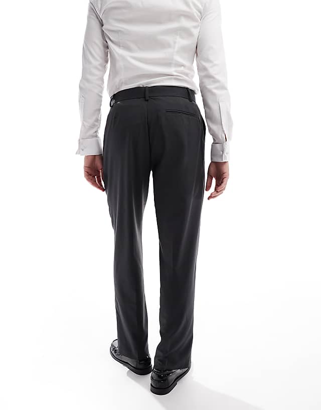 Asos ASOS DESIGN Smart Straight Leg Trousers In Charcoal