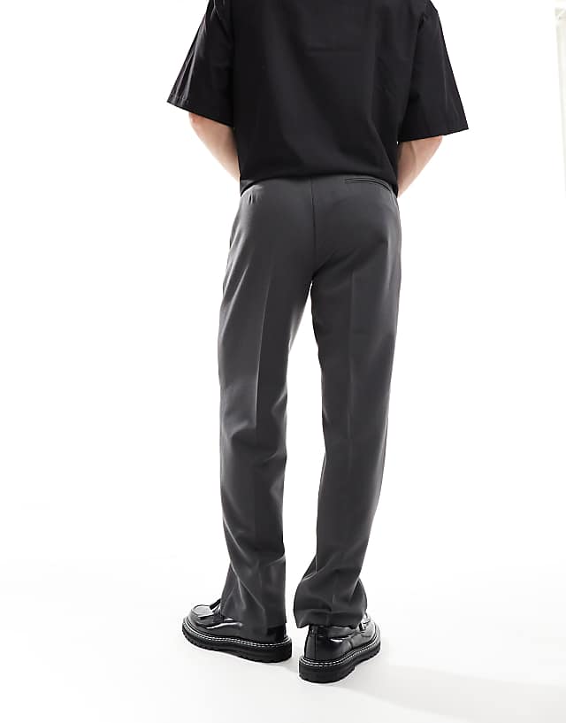 Asos ASOS DESIGN Smart Straight Leg Trousers In Charcoal