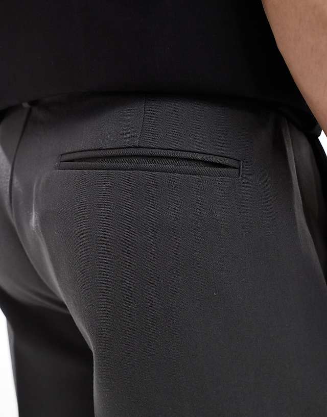 Asos ASOS DESIGN Smart Straight Leg Trousers In Charcoal