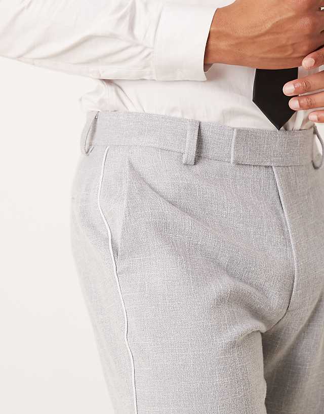 Asos ASOS DESIGN Smart Straight Leg Trousers In Dusty Blue Texture