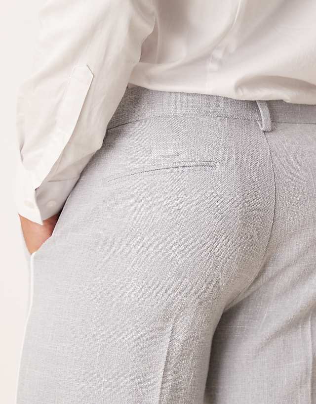 Asos ASOS DESIGN Smart Straight Leg Trousers In Dusty Blue Texture