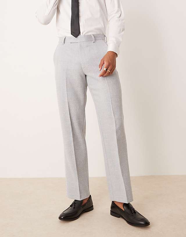 asos ASOS DESIGN smart straight leg trousers in dusty blue texture