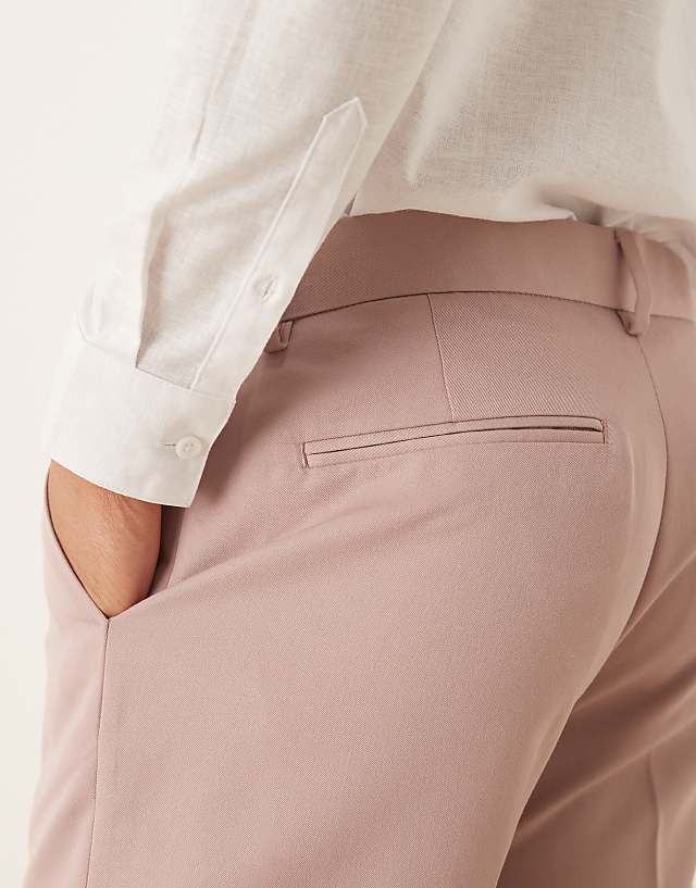 Asos ASOS DESIGN Smart Straight Leg Trousers In Dusty Pink