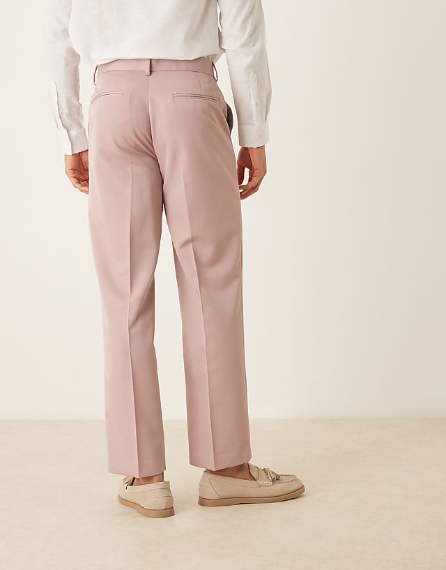 Asos ASOS DESIGN Smart Straight Leg Trousers In Dusty Pink
