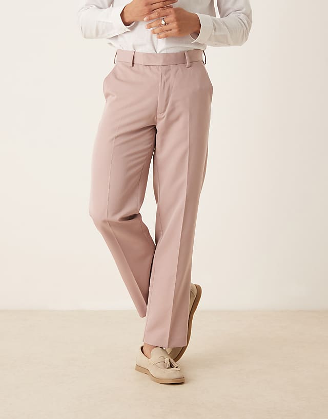 Asos ASOS DESIGN Smart Straight Leg Trousers In Dusty Pink
