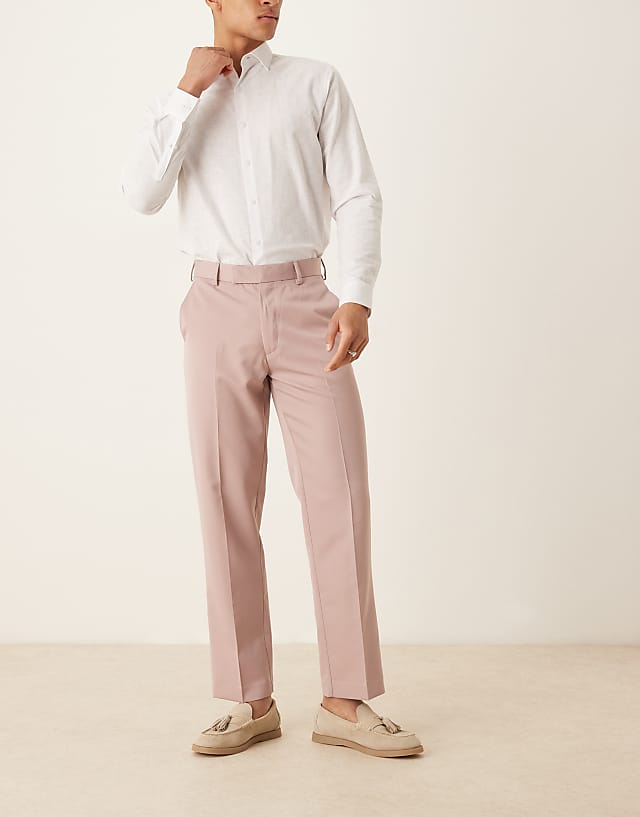 asos ASOS DESIGN smart straight leg trousers in dusty pink