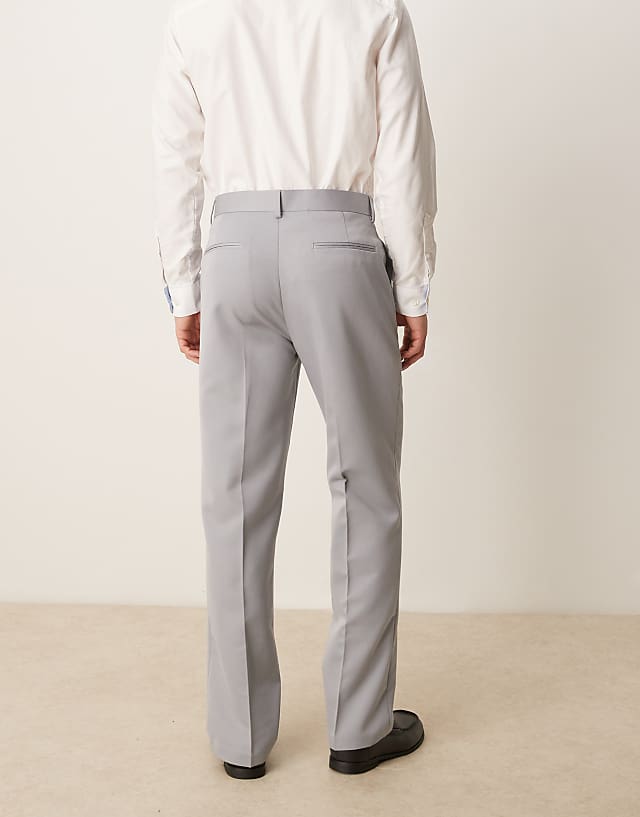 Asos ASOS DESIGN Smart Straight Leg Trousers In Grey