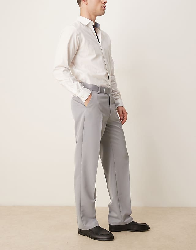 Asos ASOS DESIGN Smart Straight Leg Trousers In Grey