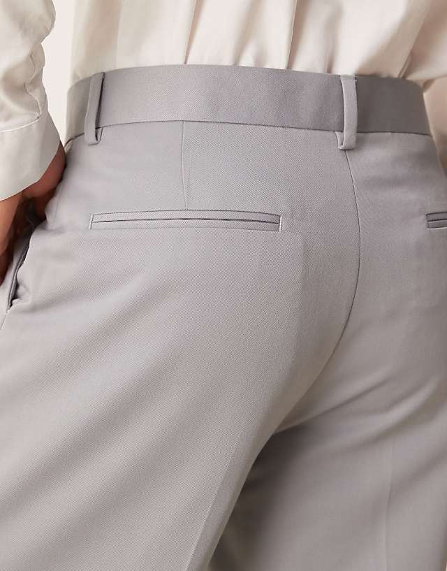 Asos ASOS DESIGN Smart Straight Leg Trousers In Grey