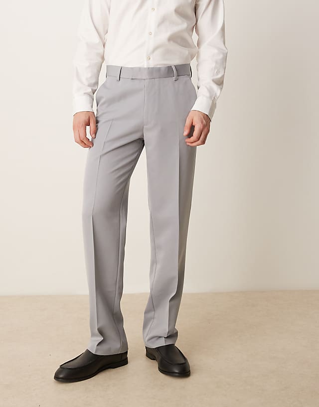 asos ASOS DESIGN smart straight leg trousers in grey
