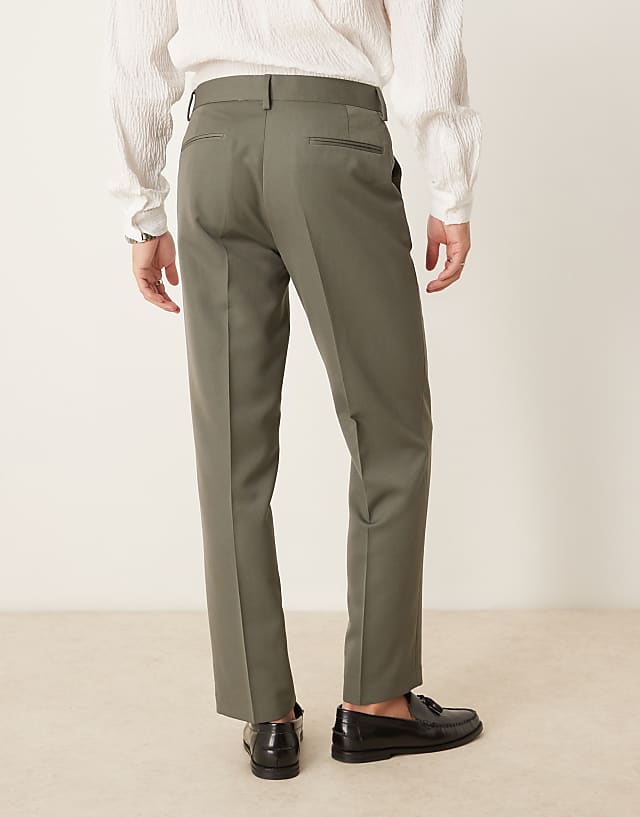 Asos ASOS DESIGN Smart Straight Leg Trousers In Muted Green