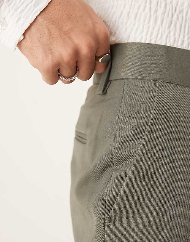 Asos ASOS DESIGN Smart Straight Leg Trousers In Muted Green