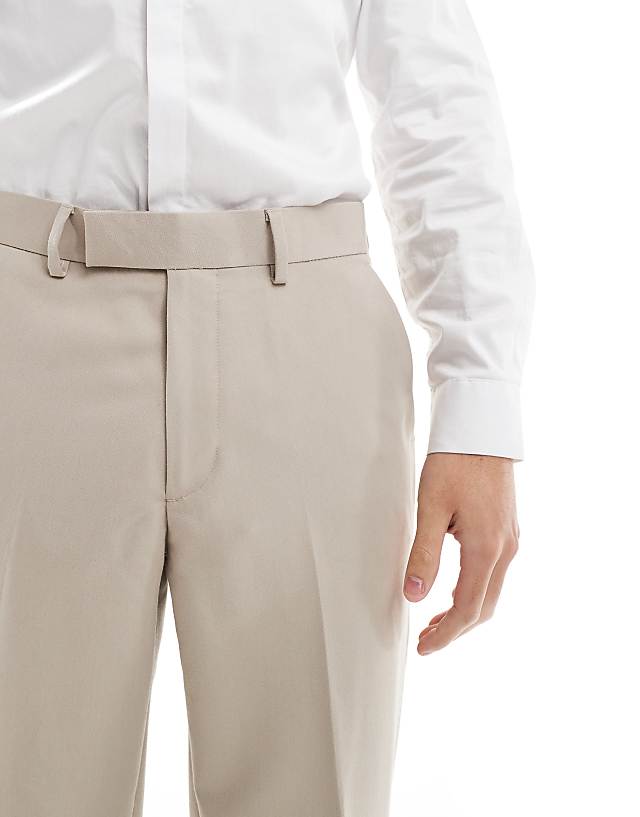Asos ASOS DESIGN Smart Straight Leg Trousers In Stone