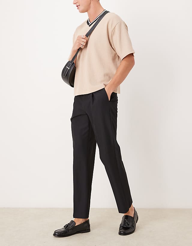 Asos ASOS DESIGN Smart Straight Leg Trousers With Button Loop In Black