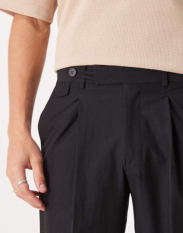 Asos ASOS DESIGN Smart Straight Leg Trousers With Button Loop In Black