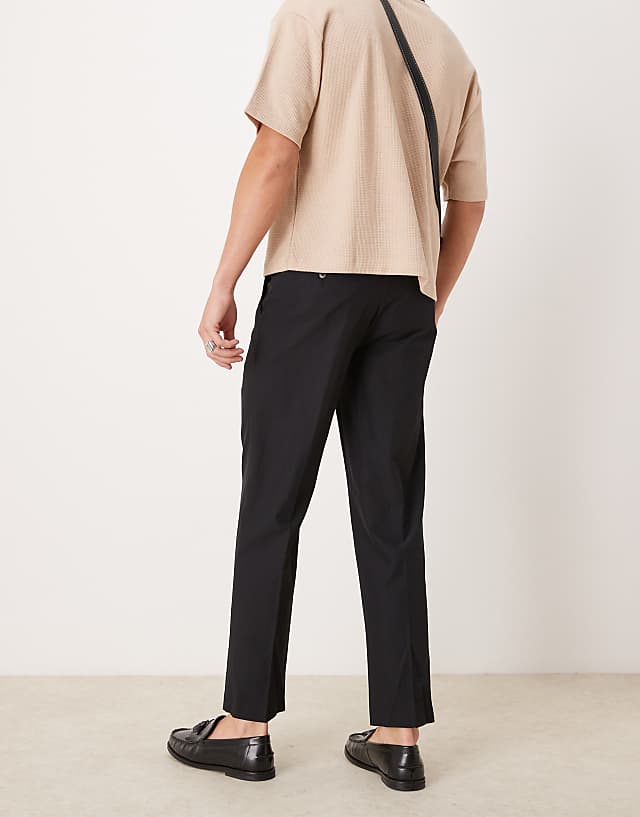 Asos ASOS DESIGN Smart Straight Leg Trousers With Button Loop In Black