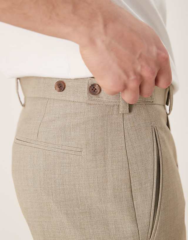 Asos ASOS DESIGN Smart Straight Leg Trousers With Side Adjusters In Light Stone Melange