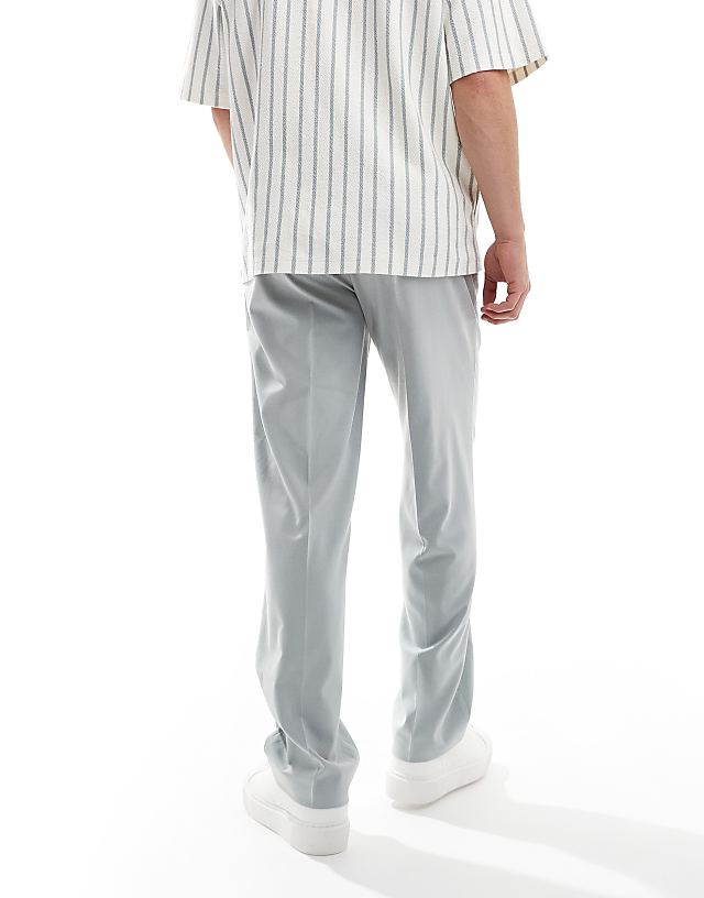 Asos ASOS DESIGN Smart Straight Leg Wedding Trousers In Light Grey