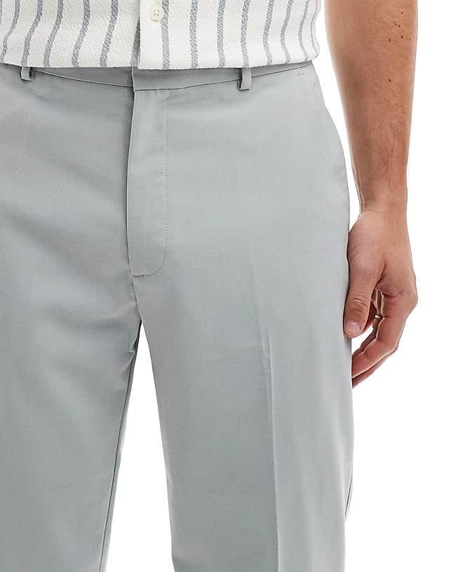 Asos ASOS DESIGN Smart Straight Leg Wedding Trousers In Light Grey
