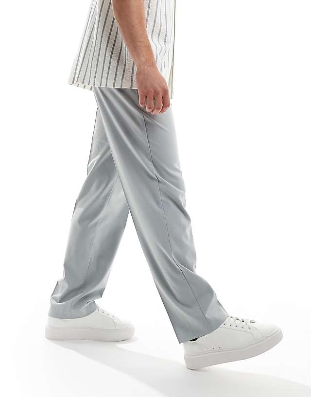 asos ASOS DESIGN smart straight leg wedding trousers in light grey