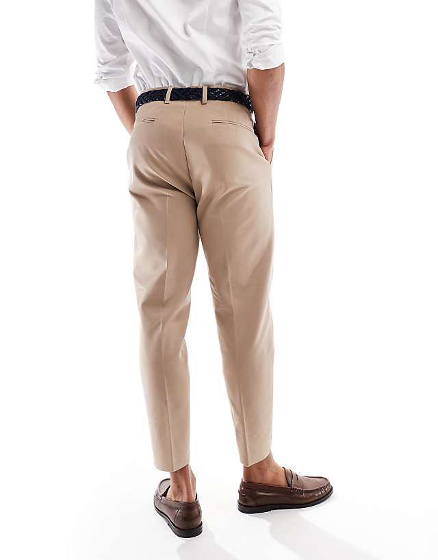 Asos ASOS DESIGN Smart Tapered Cotton Chino Trousers In Light Brown