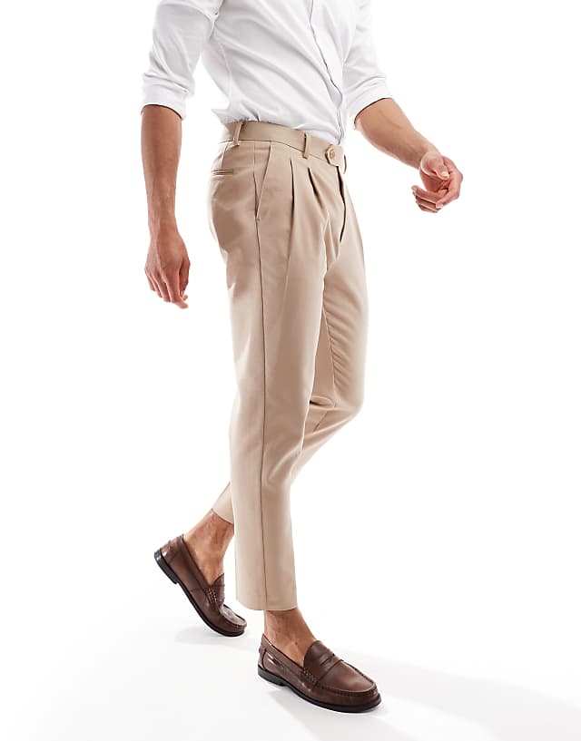 Asos ASOS DESIGN Smart Tapered Cotton Chino Trousers In Light Brown