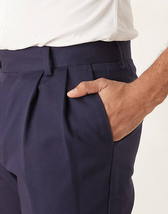 Asos ASOS DESIGN Smart Tapered Cotton Chino Trousers In Navy