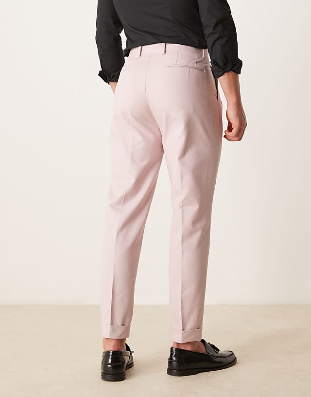 Asos ASOS DESIGN Smart Tapered Cotton Chino Trousers In Dusty Pink