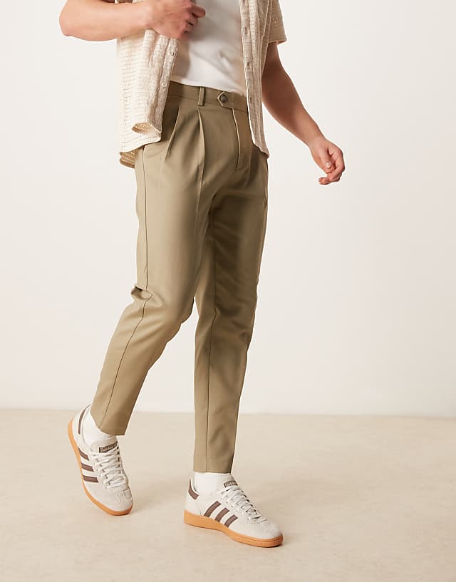 Asos ASOS DESIGN Smart Tapered Cotton Chino Trousers In Green