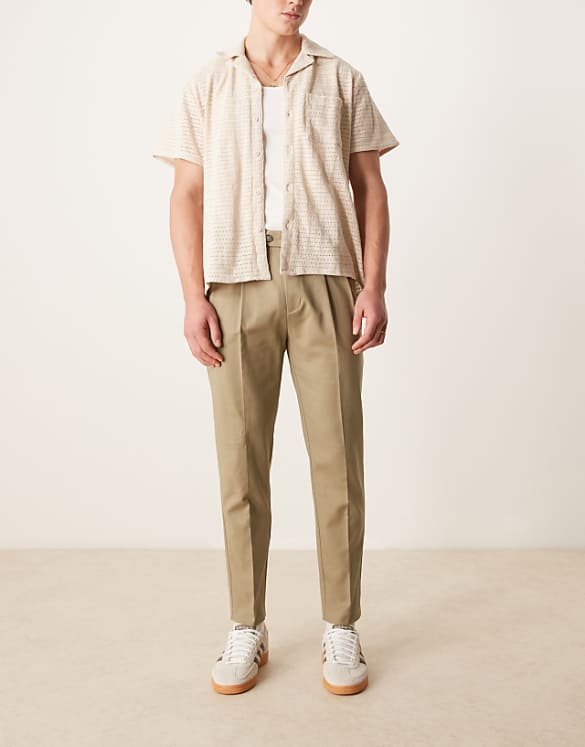 asos ASOS DESIGN smart tapered cotton chino trousers in green