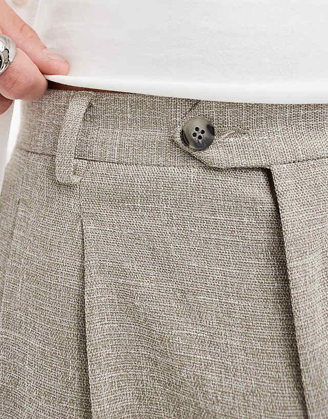 Asos ASOS DESIGN Smart Tapered Fit Chino Trousers In Light Brown Texture