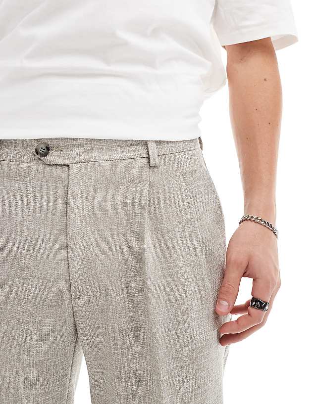 Asos ASOS DESIGN Smart Tapered Fit Chino Trousers In Light Brown Texture