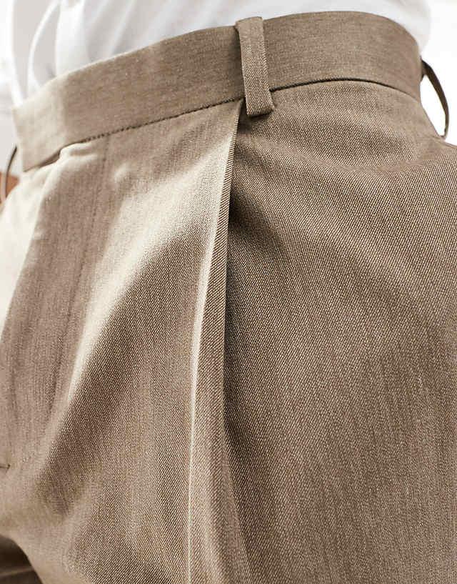 Asos ASOS DESIGN Smart Tapered Fit Premium Trousers In Stone Melange