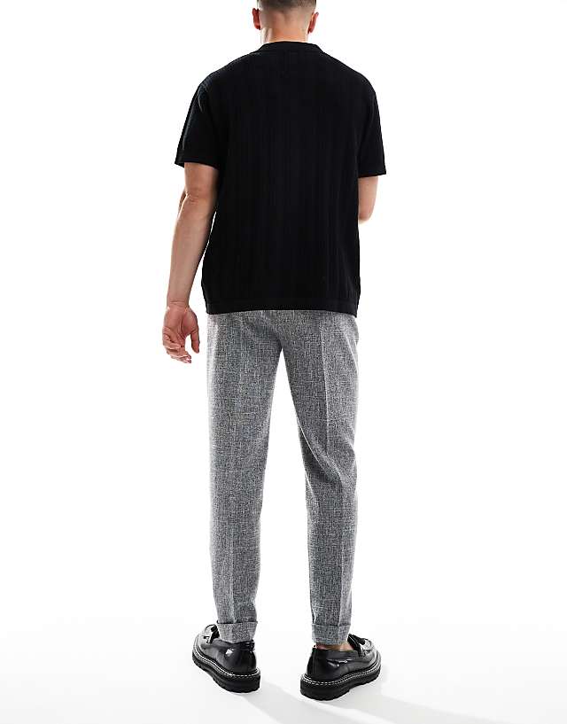 Asos ASOS DESIGN Smart Tapered Fit Textured Chino Trousers In Light Grey