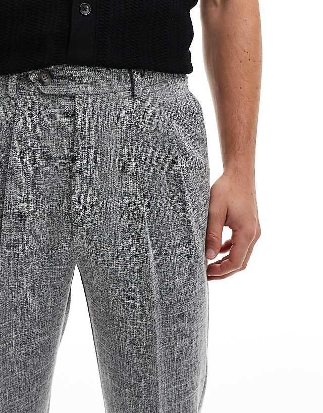 Asos ASOS DESIGN Smart Tapered Fit Textured Chino Trousers In Light Grey