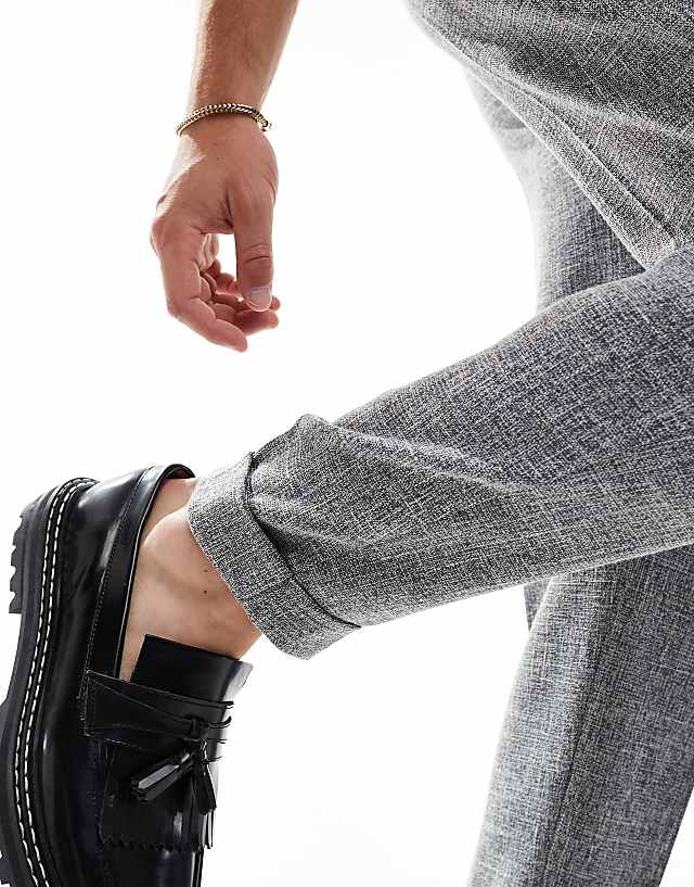 Asos ASOS DESIGN Smart Tapered Fit Textured Chino Trousers In Light Grey