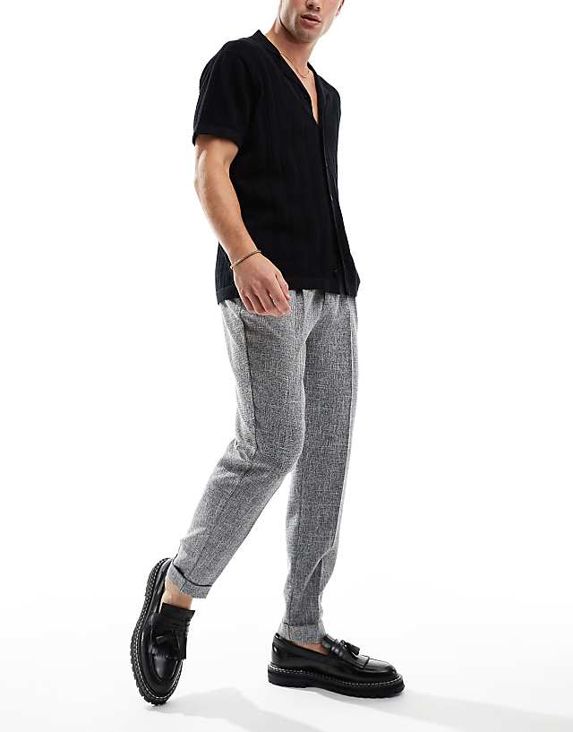 asos ASOS DESIGN smart tapered fit textured chino trousers in light grey