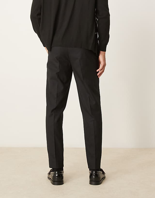 Asos ASOS DESIGN Smart Tapered Fit Textured Trousers In Black