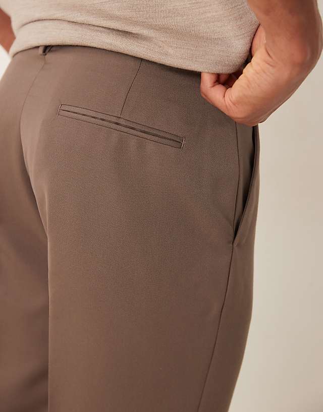 Asos ASOS DESIGN Smart Tapered Fit Trousers In Brown
