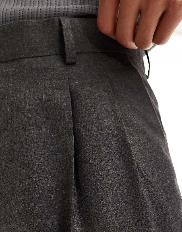 Asos ASOS DESIGN Smart Tapered Fit Trousers In Brown Herringbone