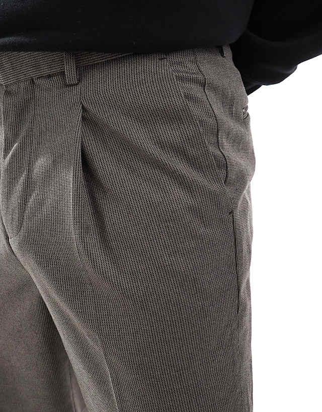 Asos ASOS DESIGN Smart Tapered Fit Trousers In Brown Microtexture