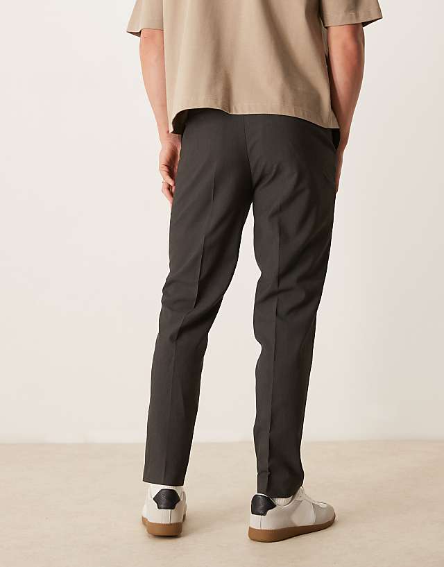 Asos ASOS DESIGN Smart Tapered Fit Trousers In Brown Microtexture