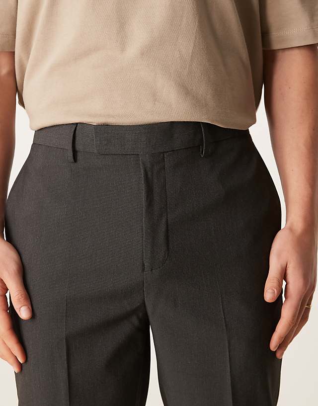 Asos ASOS DESIGN Smart Tapered Fit Trousers In Brown Microtexture